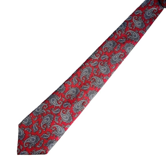 CHRISTIAN DIOR 90s Vintage Paisley Silk Pattern Tie Made in U.S.A. - Picture 2 of 7